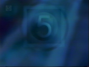 Solemn version of the Channel 5 logo over a dark blue background.